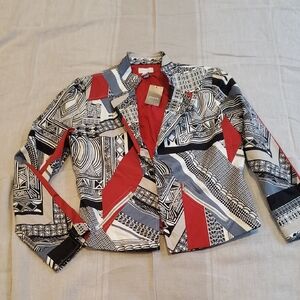 Chico's Geometric Red and Black Blazer